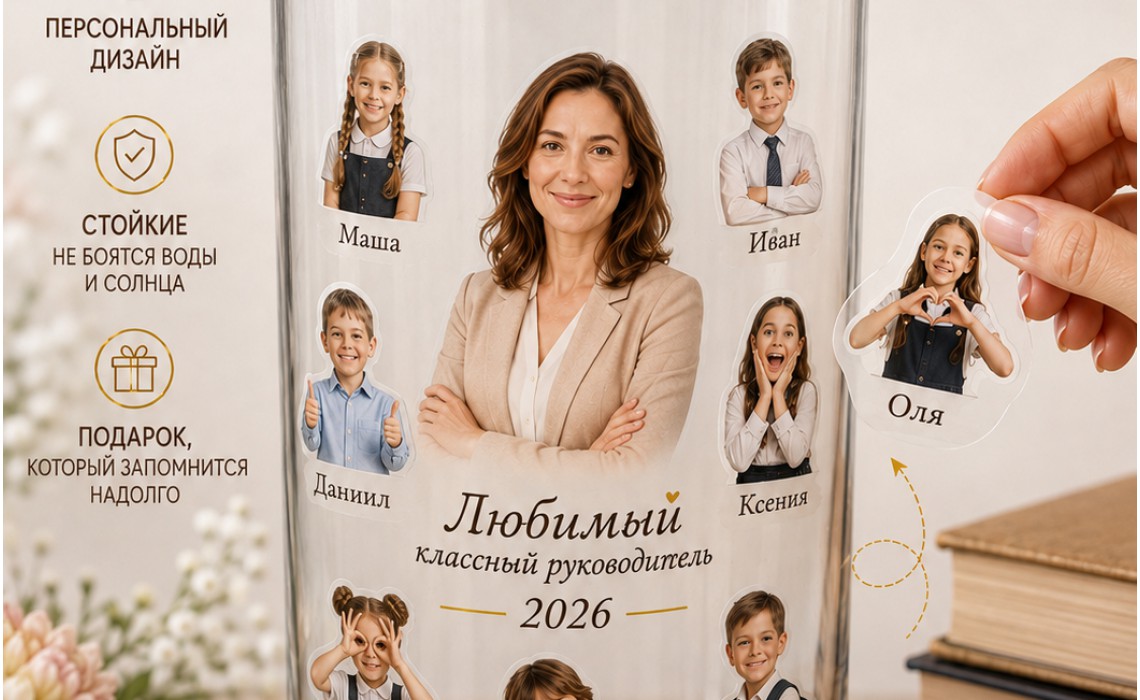 Ваза с фотонаклейками — особенный подарок