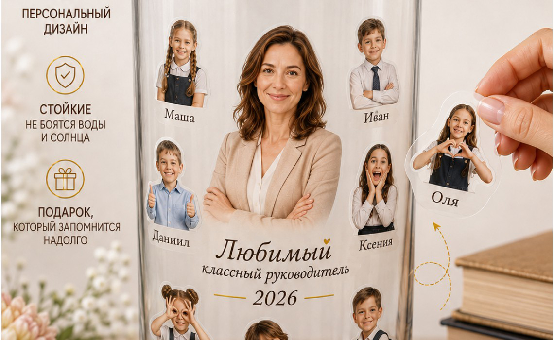 Ваза с фотонаклейками — особенный подарок